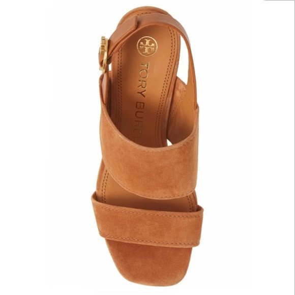 NEW Tory Burch Women's US Size 10, Selby 75mm Block Heel Suede Sandals, Ambra - Picture 5 of 6